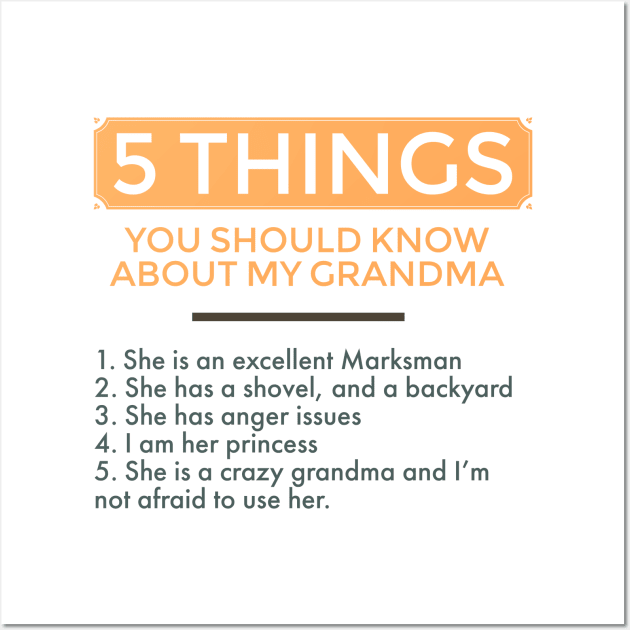 5 things you should know about my grandma Wall Art by TheWarehouse